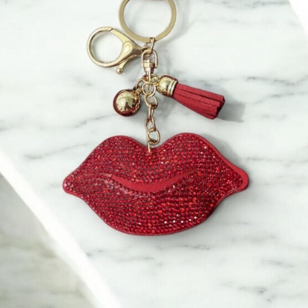 keychains Red Lip Keychain with Tassel